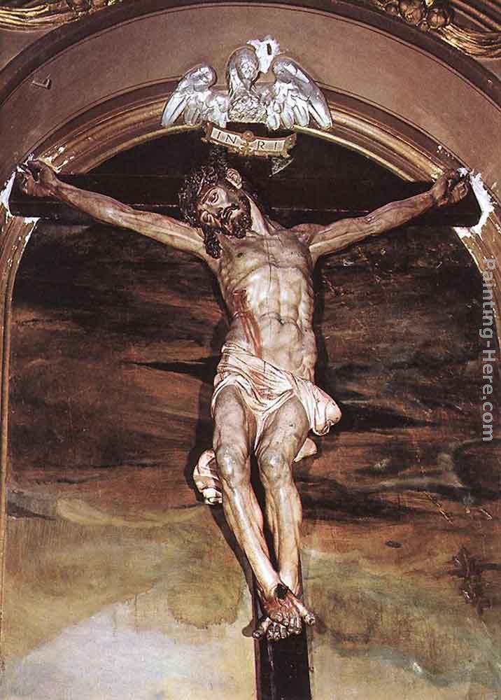 Crucifix painting - Juan de Juni Crucifix art painting
